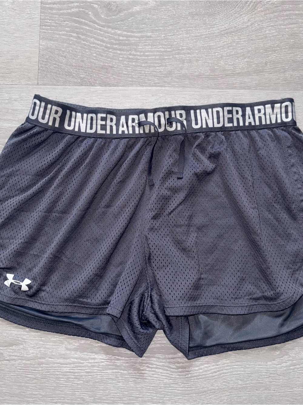 Under Armour Women’s Black Athletic Mesh Shorts with Branded Waistband